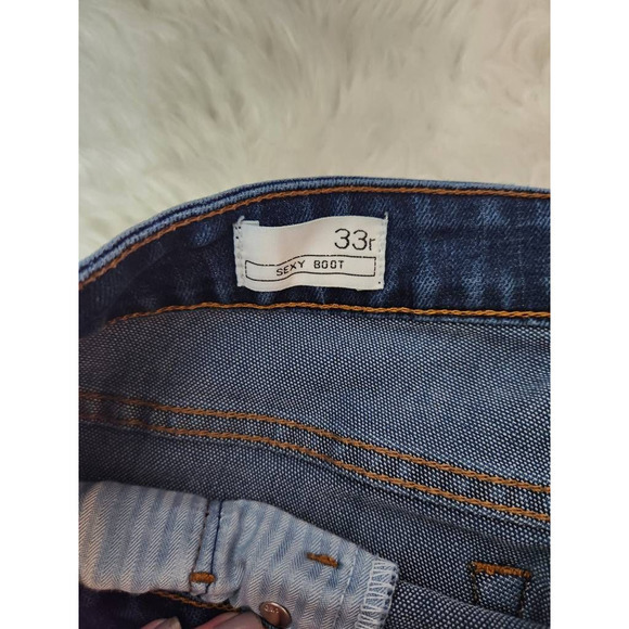 Gap Womens Sexy Boot Cut Jeans Blue Pockets Dark Wash Low Rise Denim Classic‎ 33 - Picture 6 of 7